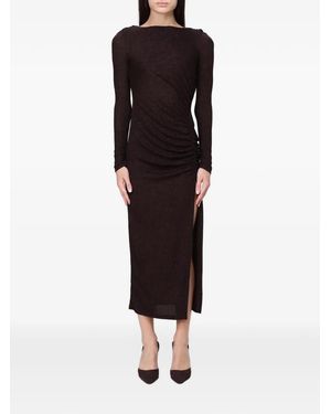 Hanita Glitter-Effect Ruched Midi Dress - Black