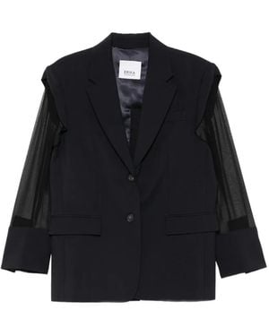 Erika Cavallini Semi Couture Blazer À Manches Transparentes - Black