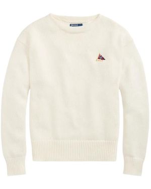 Polo Ralph Lauren Logo-Embroidered Knit Jumper - White