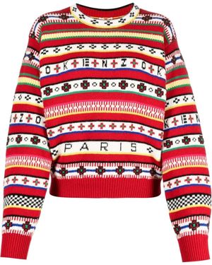 KENZO Intarsien-Pullover Mit Logo - Rot