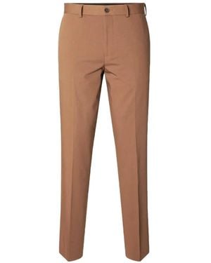 SELECTED Belt-Loops Slim-Fit Pants - Natural