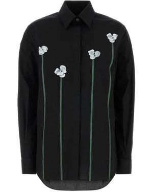 Moschino Floral-Appliqué Shirt - Black