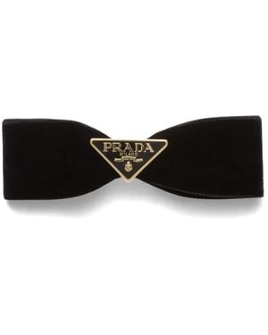 Prada Velvet Hair Clip in Black | Lyst