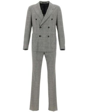 Tagliatore Prince Of Wales Double-Breasted Suit - Grey