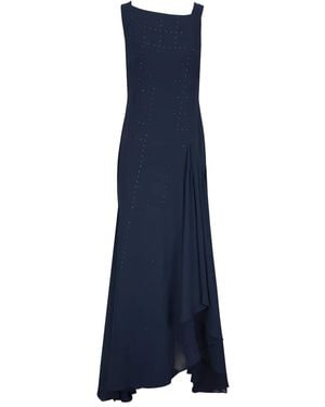 Akris Embellishment Draped Maxi Dress - Blue