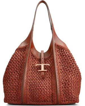 Tod's Medium T Timeless Tote Bag - Red