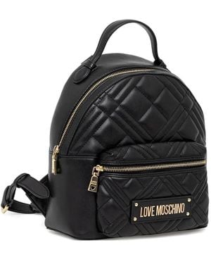 Love Moschino Quilted Logo Backpack - Black