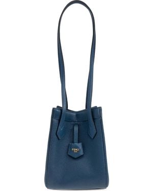 Fendi Origami Mini Leather Shoulder Bag - Blue