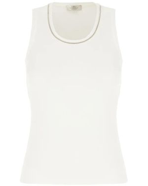 Panicale Embellished Ribbed Top - White