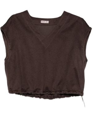 Herno V-Neck Vest - Brown