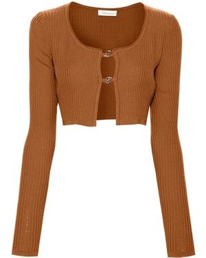 Blumarine Cárdigan corto de canalé - Marrón