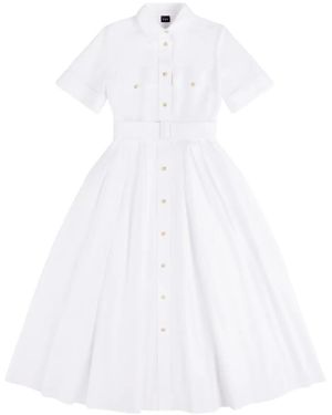 Fay Buttoned Shirt Midi Dress - White