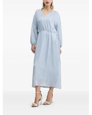 Bruuns Bazaar Midi-Jurk Met Trekkoord En Lange Mouwen - Blauw