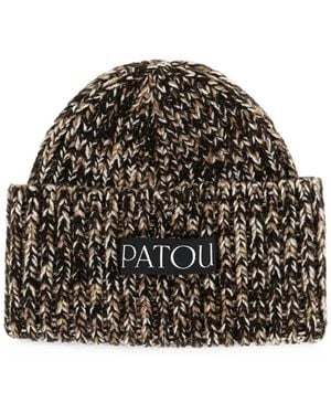 Patou Grob Gestrickte Beanie Mit Logo-Patch - Schwarz