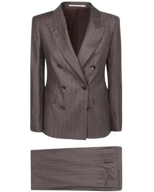 Tagliatore Pinstripe Double-Breasted Suit - Grey
