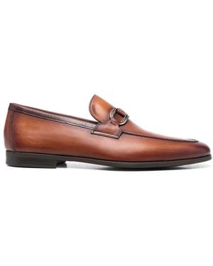 Magnanni Front-Strap Almond-Toe Loafers - Brown