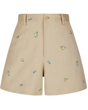 JNBY Floral-Embroidered Tailored Shorts - Natural