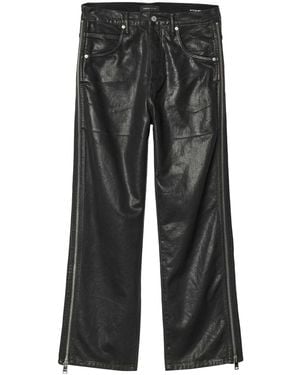 Purple Brand P018 Side-Zip Coated Wide-Leg Jeans - Grey