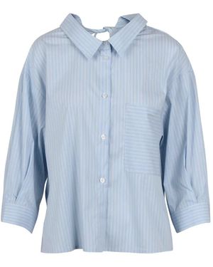 NOUMENO CONCEPT Chemise Rayée À Col Noué - Blue