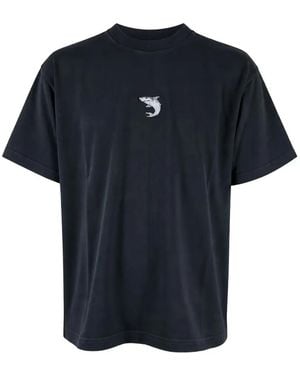 ALBERTO BRESCI Shark-Embroidered T-Shirt - Blue