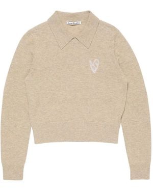Acne Studios Heart-intarsia Knit Top - Natural