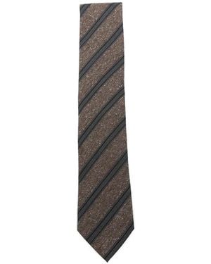 ZEGNA Diagonal-Stripe Flecked Tie - White