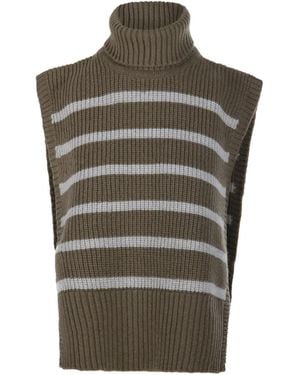 DAVANTINO Turtleneck Striped Sweater - Grey