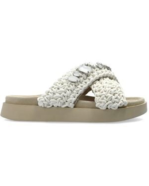Inuikii Embellished Cross-Over Sandals - White