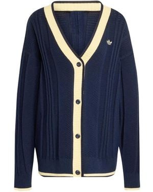 adidas Logo-Embroidered Cardigan - Blue