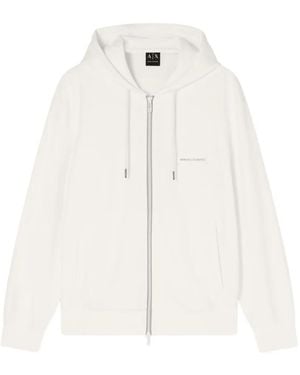 Emporio Armani Logo-Patch Zip-Up Hoodie - White