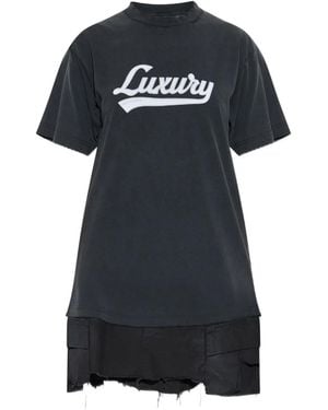 Balenciaga Logo-Embroidered Layered Dress - Black