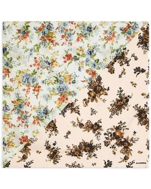 Jil Sander Floral-Print Silk Scarf - Metallic