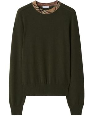 Burberry Check Trim Sweater - Green