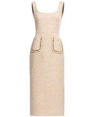Elie Saab Python-Print Bouclé Midi Dress - White
