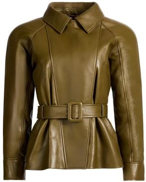 DUCIE Star Leather Jacket - Green