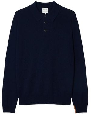 Paul Smith Cashmere Long-Sleeve Polo Shirt - Blue