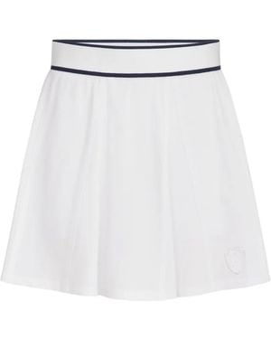 Brunello Cucinelli Stretch-Cotton Piqué Mini Skirt With Logo - White