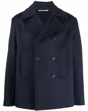 Valentino Garavani ヴァレンティノ リブパネル ダブルコート - ブルー
