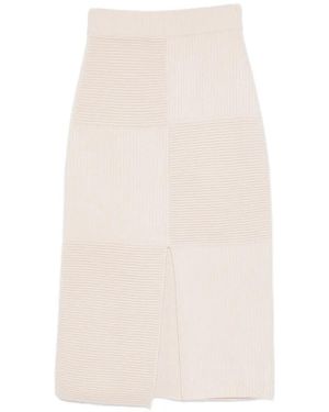 Bompard Jupe Mi-Longue Côtelée Avec Fente Sur L'Avant - White