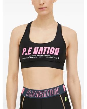P.E Nation In Play Logo-Print Sports Bra - Black