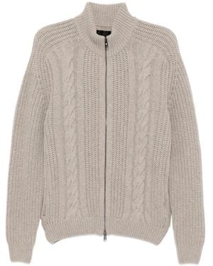 Tagliatore Cardigan mit Zopfmuster - Grau