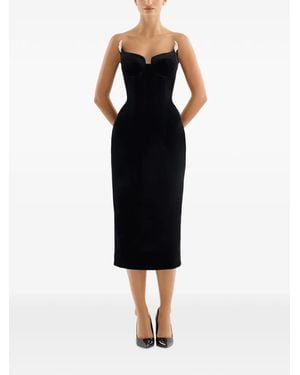 Adamaris Crystal-Embellished Strapless Midi Dress - Black