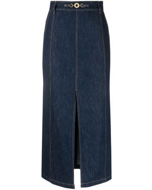 Patou Midi-Rok Met Split Van Biologisch Denim - Blauw