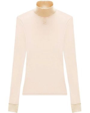 Courreges Logo High-Neck Knitted Top - White