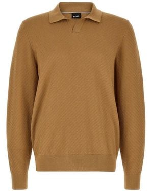 BOSS Lomarino Diagonal-Knit Sweatshirt - Natural