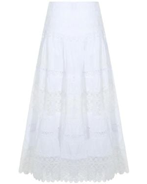 Charo Ruiz Lace Tiered Maxi Skirt - White
