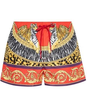 Versace Short De Bain À Imprimé Tigré - Rouge