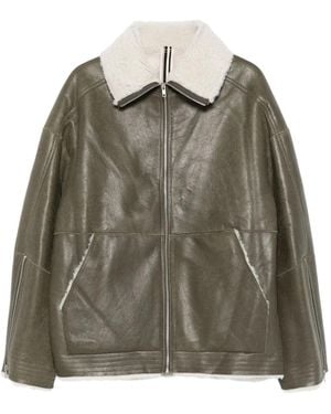 Mordecai Shearling-Collared Leather Jacket - Brown