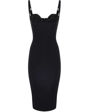 Elisabetta Franchi Abito Midi Con Perline - Blu