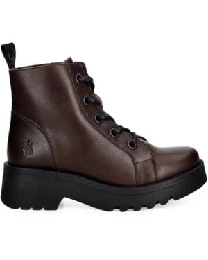 Fly London Lace-Up Ankle Boots - Brown